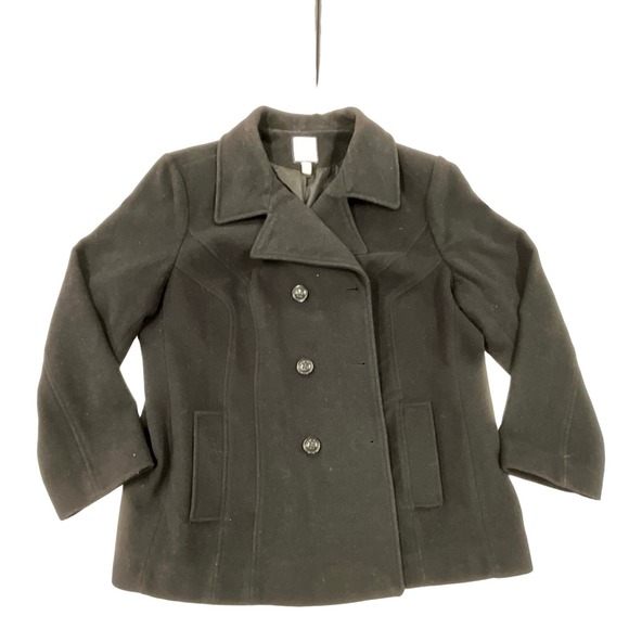 Women's Size 2X Croft & Barrow Lined Pea Coat/Jacket Black Double Breasted - Picture 1 of 8